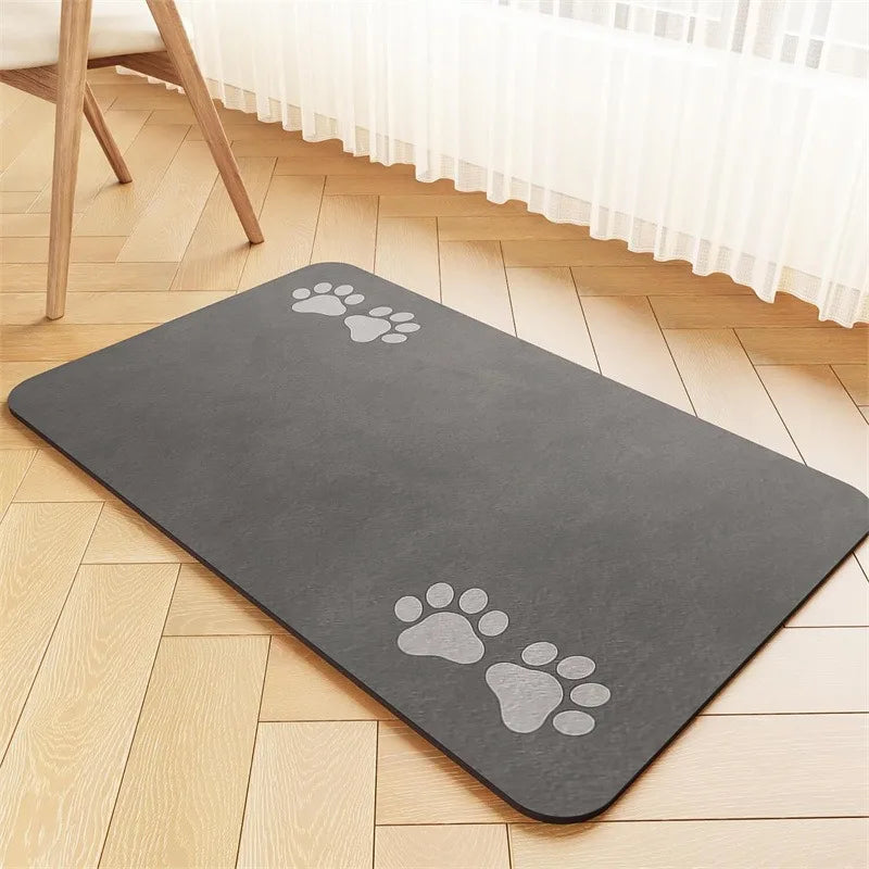 Non Slip Silicone Pet Food Mat Rapid Absorbent Dog Cat Square Bone Shaped Feeding Mat
