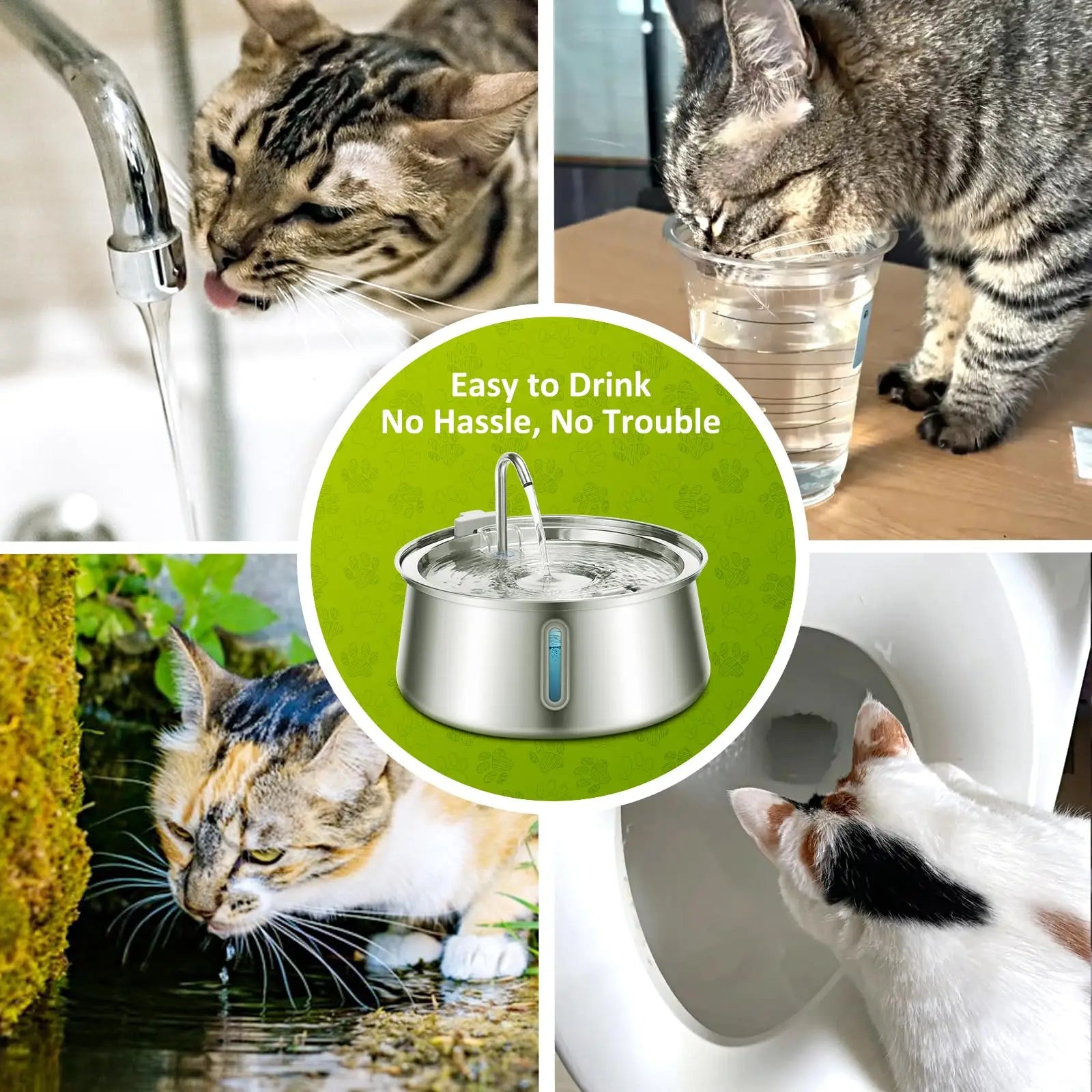 4L Stainless Steel Cat Water Fountain Automatic Pet Water Dispenser Ultra Quiet Dog Water Fountain with Filter for Cat Fountain