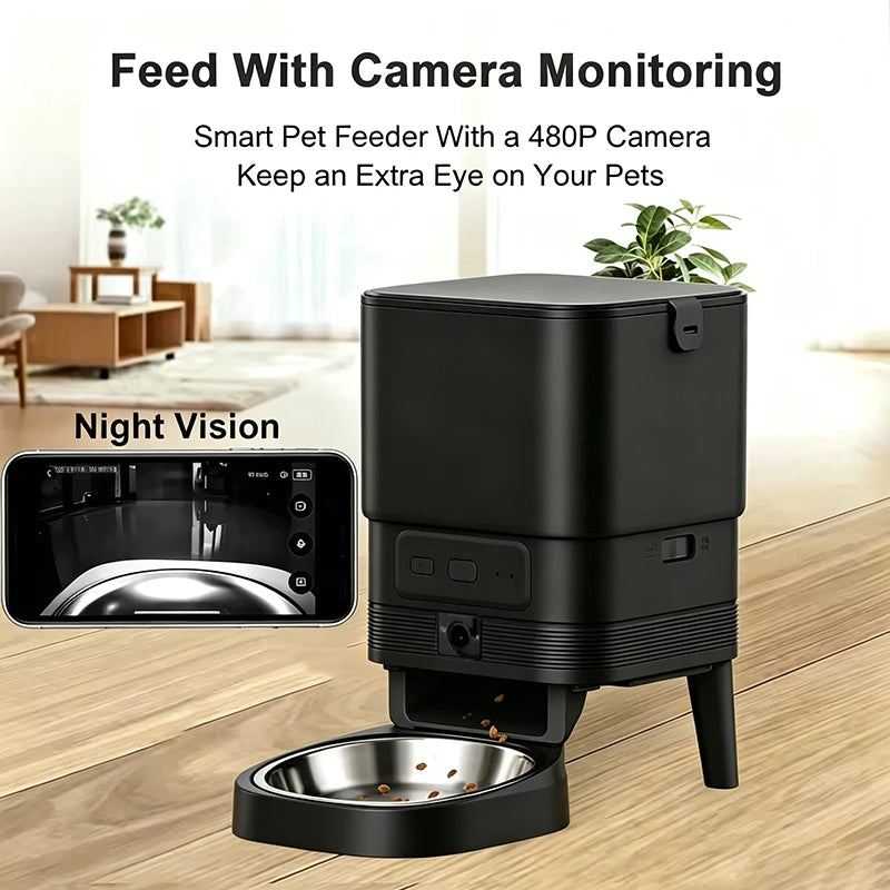 Custom 4L Smart Cat Feeder with Camera Cat Dog Feeder Automatic Pet Feeding Timer Remote Voice Video Feeding OEM ODM