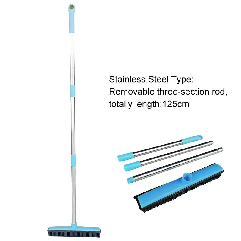 Adjustable Pet Hair Broom Stainless Steel Floor Brush Carpet Dog Hair Remover Broom Household Dog Cleaning Squeegee Long Handle