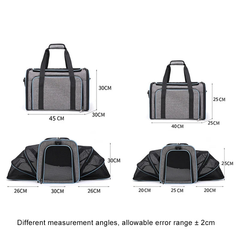 Soft Cat Handbag Pet Carries Bags 2 Sided Expandable Carrier Breathable Net Pet Outdoor Travel Shoulder Bags Cat Products