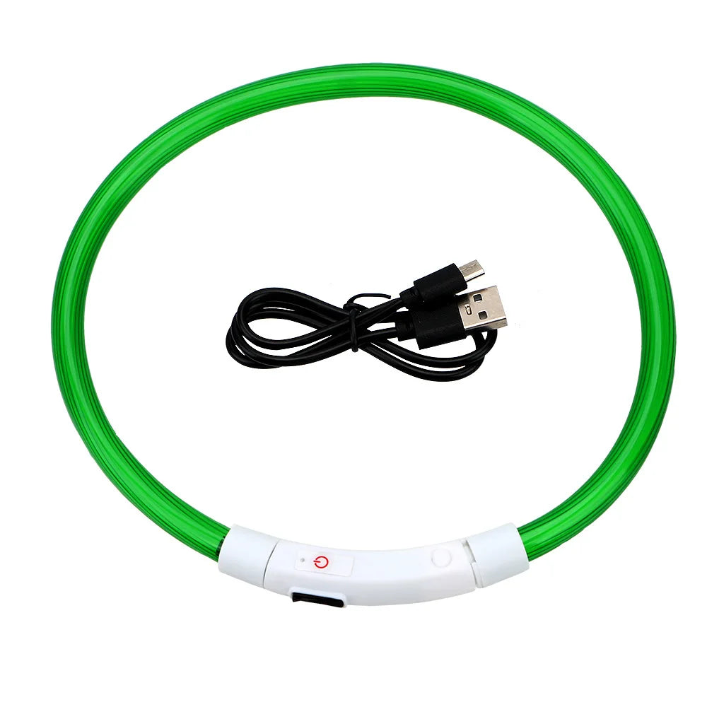 LED Light Dog Collar Waterproof Glow-in-the-Dark Pet Collar Reflective Luxury Nylon TPU Cuttable Puppy Collar Small Large Dogs