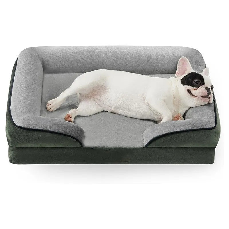 Customized LOGO Orthopedic Dog Bed for Medium Dogs Waterproof Sofa Bed Foam Pet Couch Removable Washable Cover Waterproof Lining
