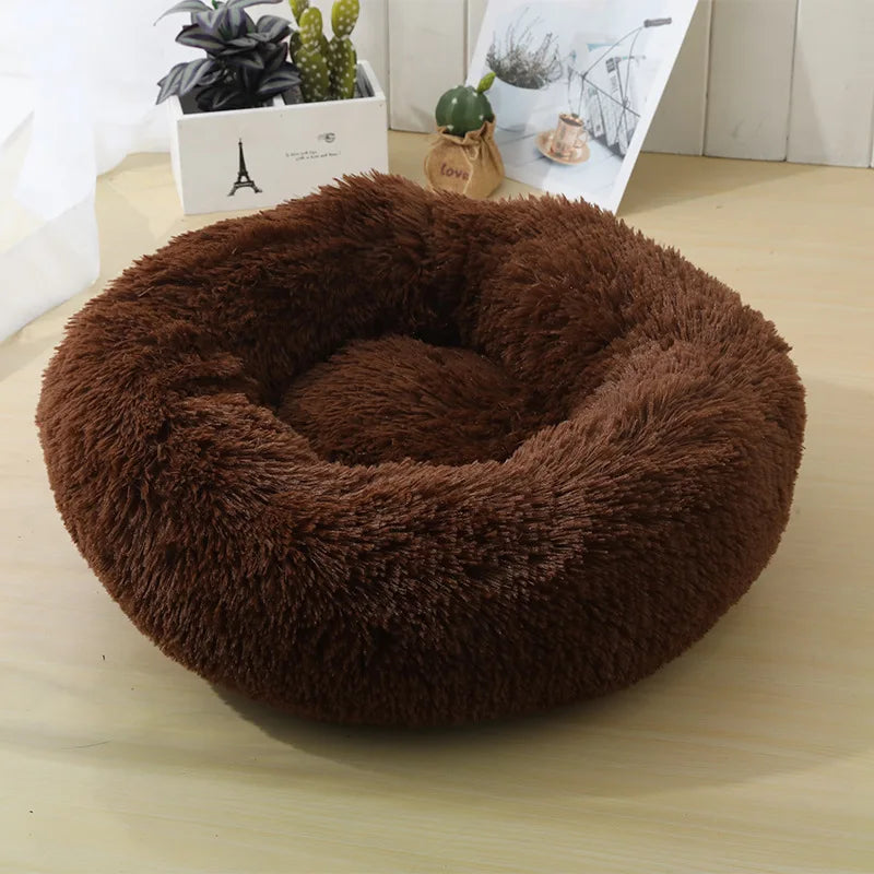 100CM Eco-Friendly Breathable Solid Plush Dog Bed with PP Cotton Material Round Design for Dogs