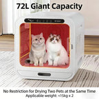 72L Smart Dog Hair Dryer for Cat Quiet Automatic Pet Dryer Box Smart Temperature Control 360 Degree Cat Drying Box for Cat Puppy