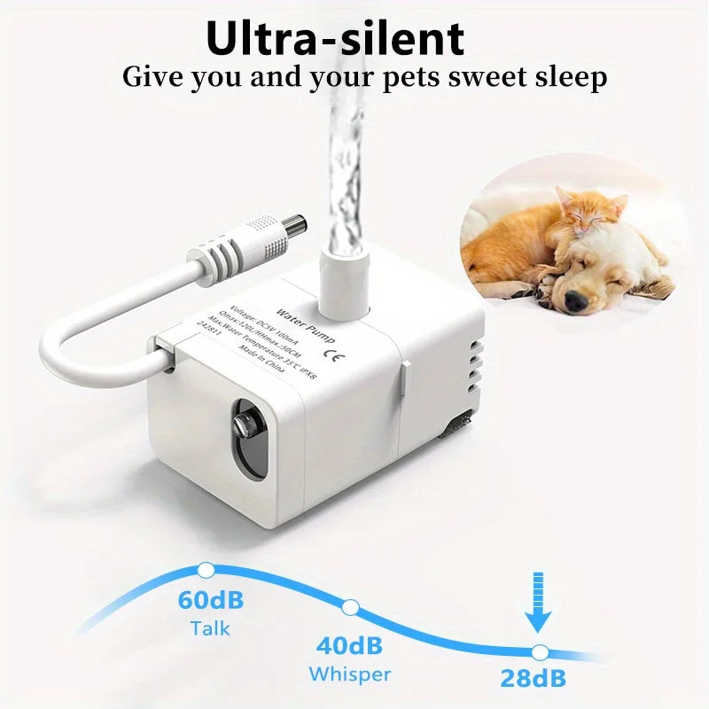 Replacement Pump for Pet Water Fountains Ultra-Quiet Water Pump for 2.2L & 3.2L Cat Water Fountain Suitable for Cats Dogs
