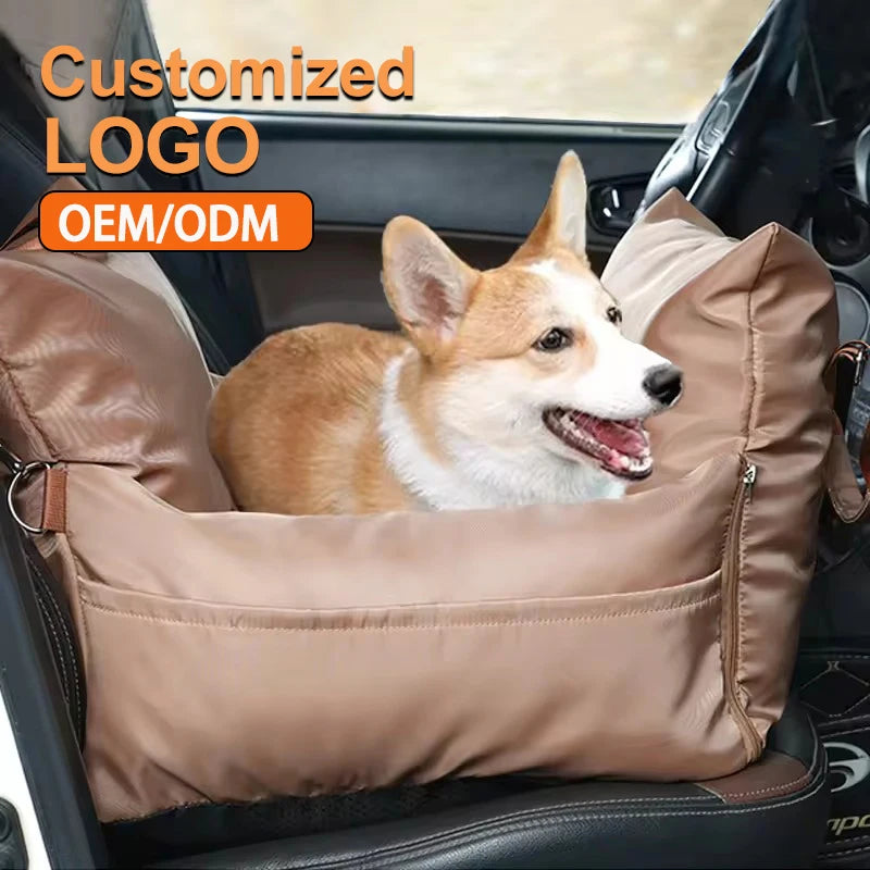 Luxury Waterproof Dog Car Seat Removable Washable Solid Pattern Pet Cage & Travel Carrier Bag