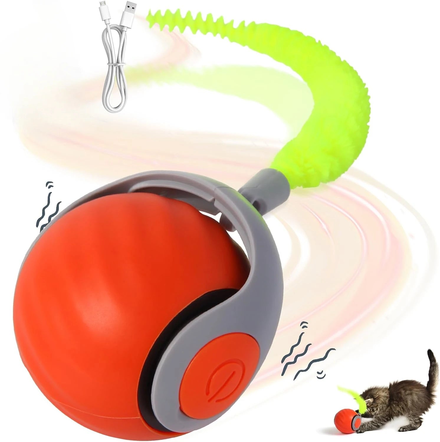 Interactive Cat Toy for Home Electric Automatic Cat Toy Ball Rechargeable Pet Toy with Irregular Movement Cat Hunting