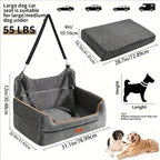 Detachable Dog Car Seat Memory Foam Dog Booster Seat Dogs Travel Bed with Thick Cushions Storage Bag for Large/medium-sized Dogs