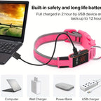 Waterproof LED Dog Collar Rechargeable Dog Light up Collar Keep Pet Safe at Night Walks Adjustable for Small Medium Large Dogs