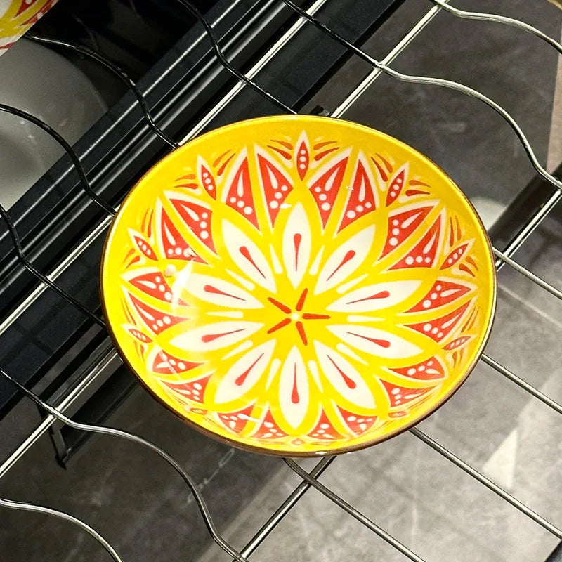 Ceramic Cat Bowls for Food Colorful Cute Cat Bowl Set of 6 Wide Shallow Whisker Friendly Microwave and Dishwasher Safe