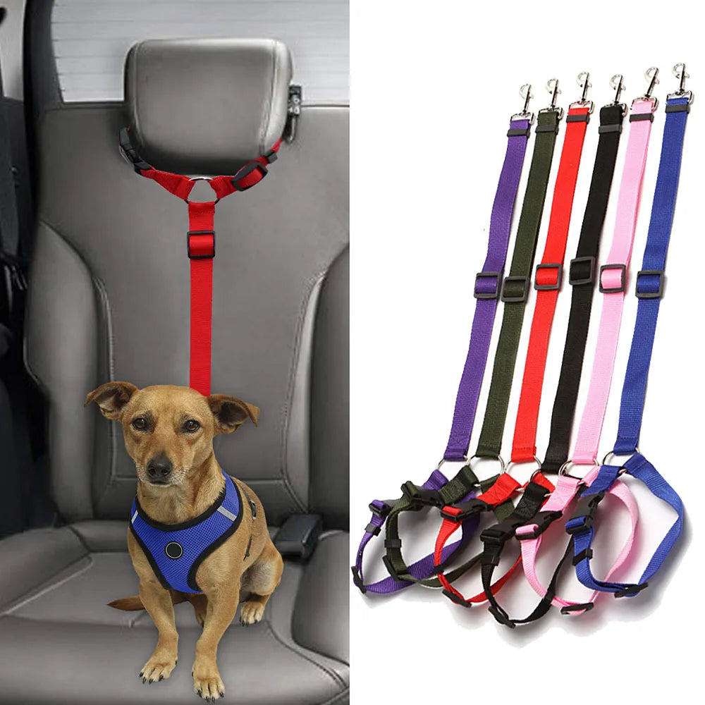 Adjustable Pet Car Seat Belt Nylon Lead Dog Leash Custom Backseat Safety Belt OEM Designer Dog Harness Collar Pet Accessories