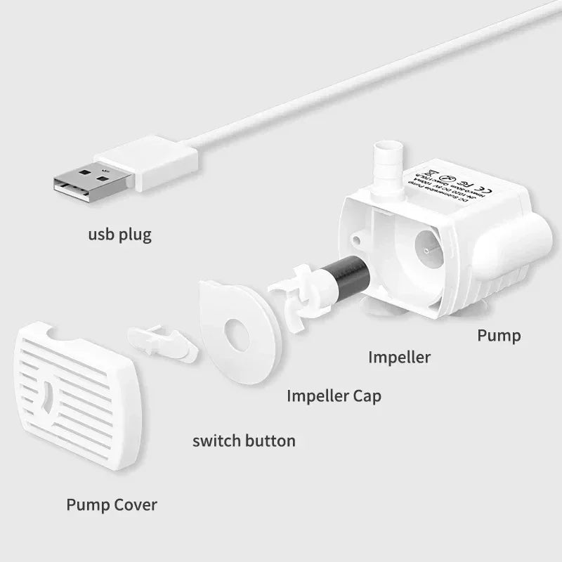 Water Pump LED Light Pet Cat Water Fountain Accessories Replacement Cats Water Dispenser Filter Element Anti-Dry Boil