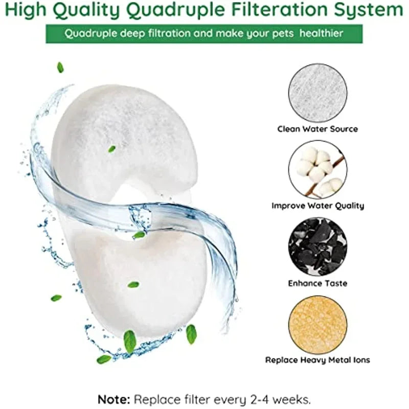 4pcs Automatic Cat Water Fountain Filters Set Pet Water Fountain Filter Health-Boosting Filterction System Essential Cat