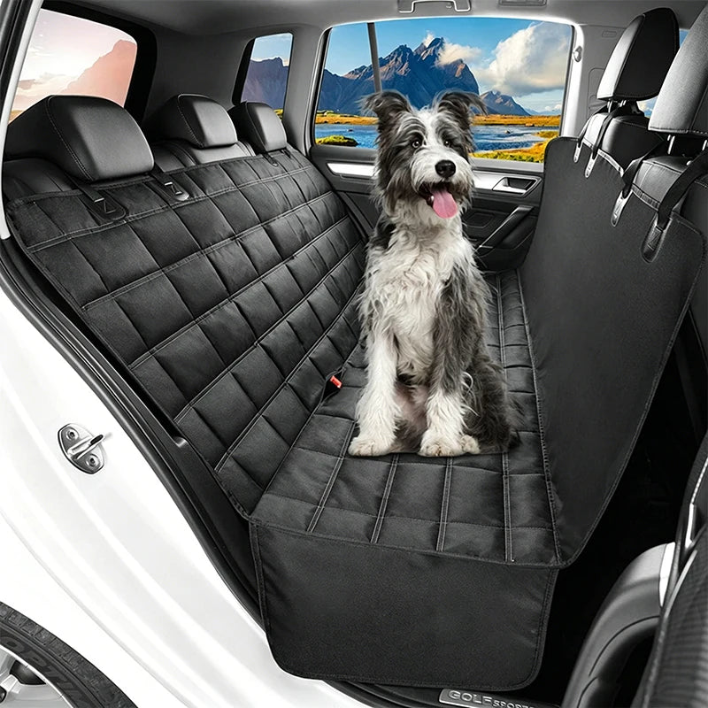 Extended Dog Car Seat Cover for Back Seat Extra Larger with Safety Belt Hard Bottom Car Back Seat Extender Dogs Fit for All Cars