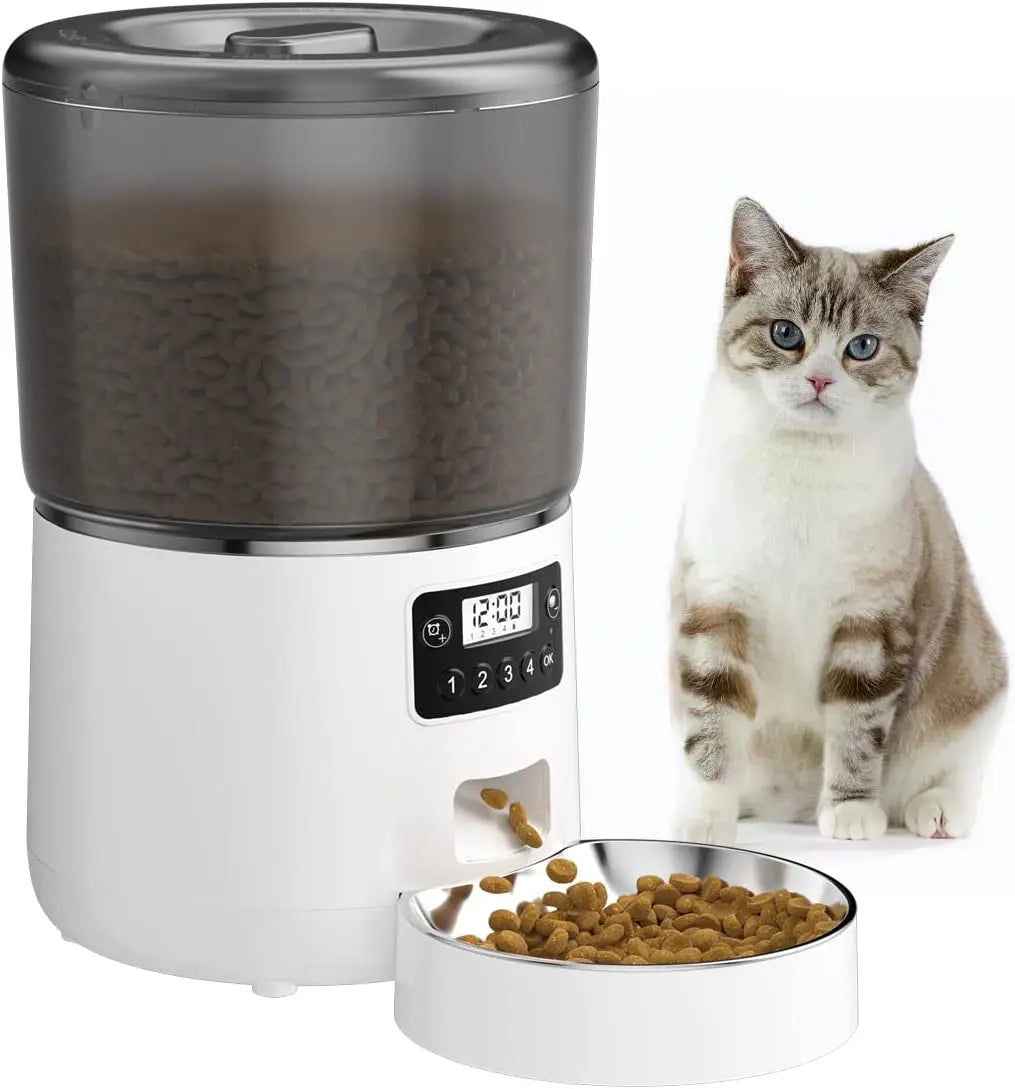 4L Automatic Cat Feeder Stainless Steel Smart WIFI APP Controlled with LCD Display and Time Setting Smart Pet Feeder