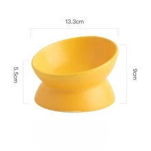 Elevated Cat Food Bowl 5 Oz Ceramic Raised and Tilted Water Bowl Anti Vomiting and Protect Pets' Spines Dishes for Small Dog Cat