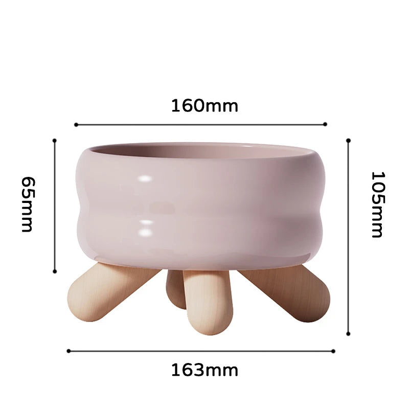 Ceramic Cat Bowl Flower Design Cat Food Bowl High Foot Water Plate Snack Dish with Stand for Neck Protection Drinking Water