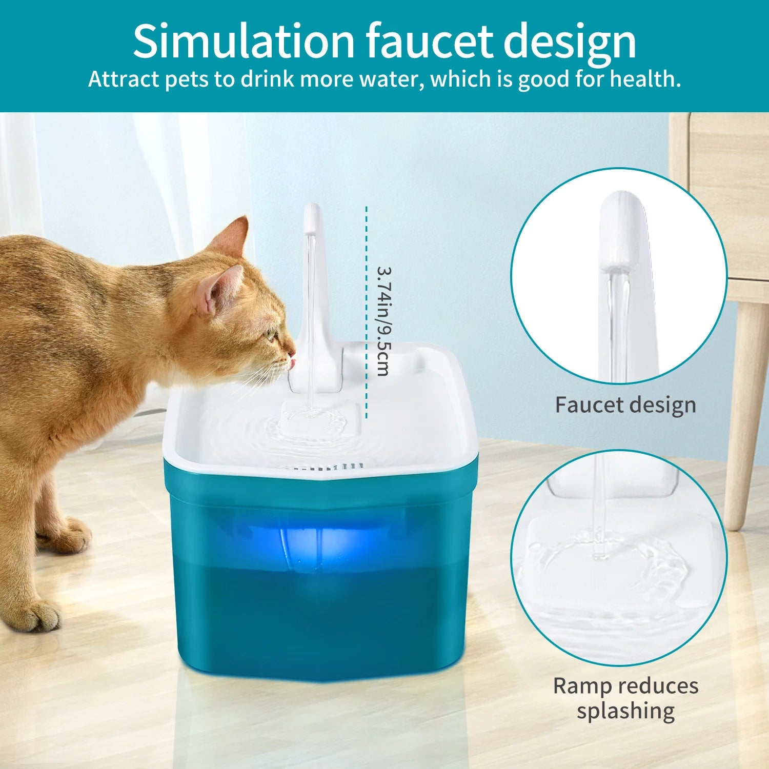 2023 New Smart Cat Water Fountain Automatic LED Light Cat Fountain Bowl Drinking Pet Water Dispenser Pet Supplies