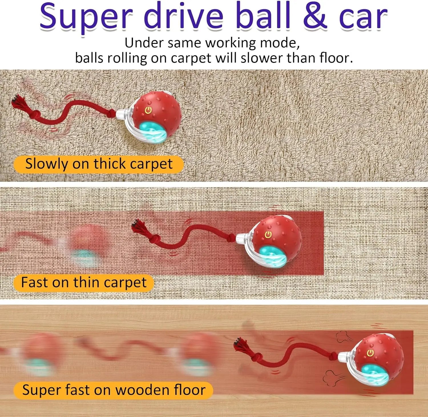 Interactive Cat Toys Ball for Indoor Cats Fast Rolling with Bird Carpet Chirping & Exercise Rechargeable Smart Cat Ball Toys