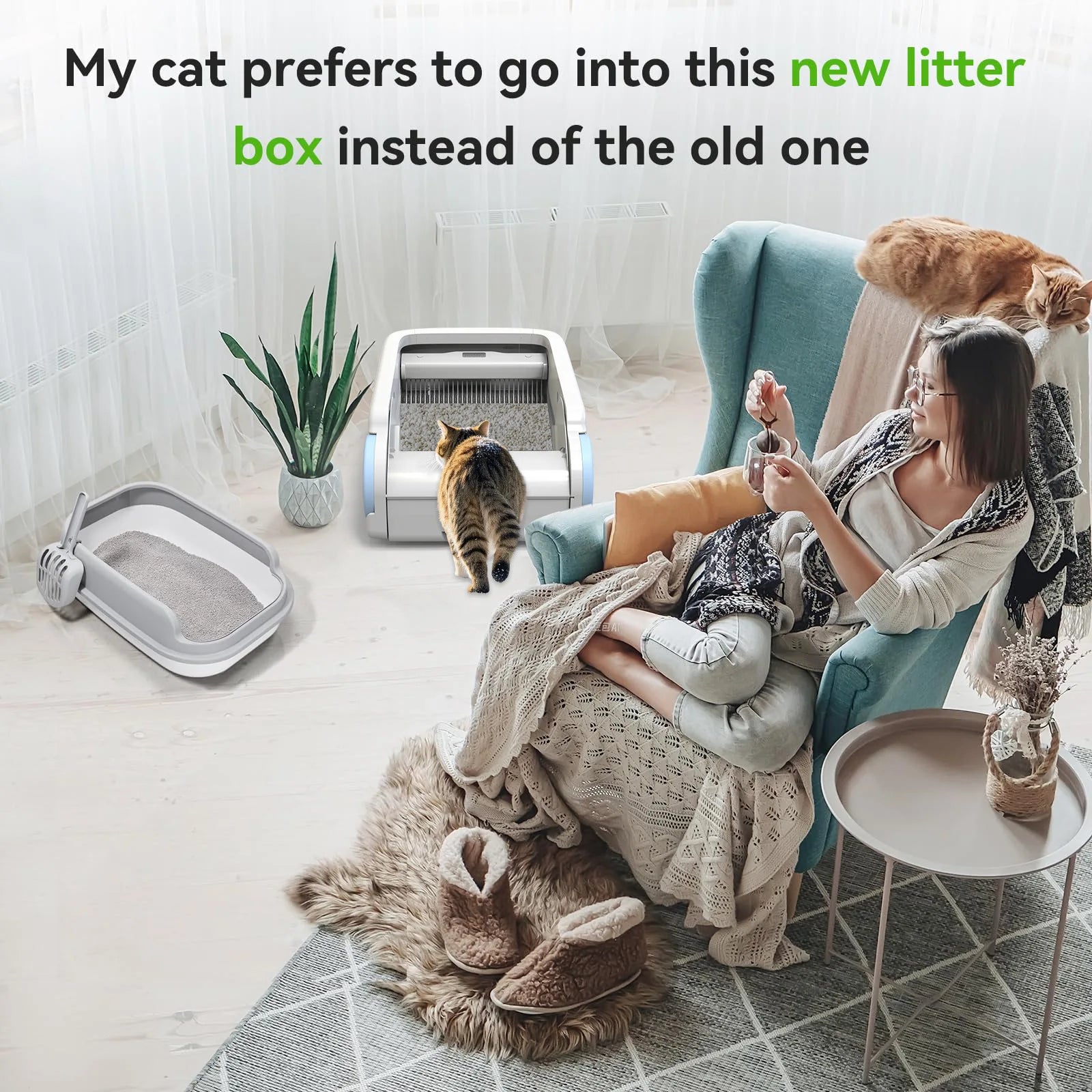 Open Design Automatic Cat Litter Cat Pan App Control Auto Clean Smart Litter Pan Pet Cat Supplies