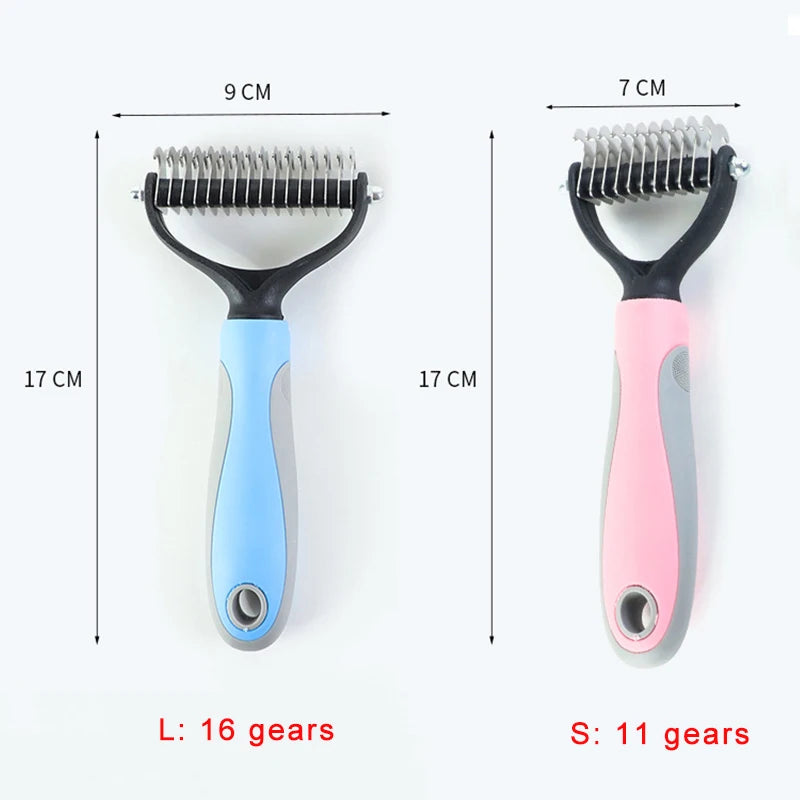 Pet Brush Fur Knot Cutter Dog Grooming Shedding Tools Pet Cat Hair Removal Comb Dog Brush Double Sided Pet Comb Dog Supplies