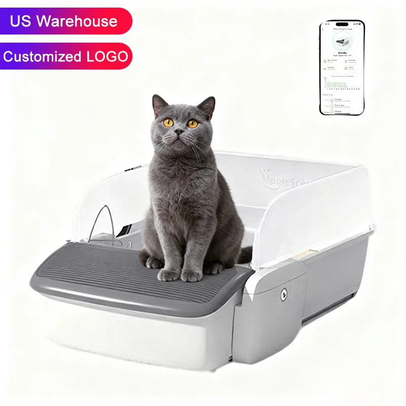US Warehouse Automatic Cat Toilet Self-cleaning Intelligent Cat Litter Box App Remote Control Automatic Cat Toilet Litter Box