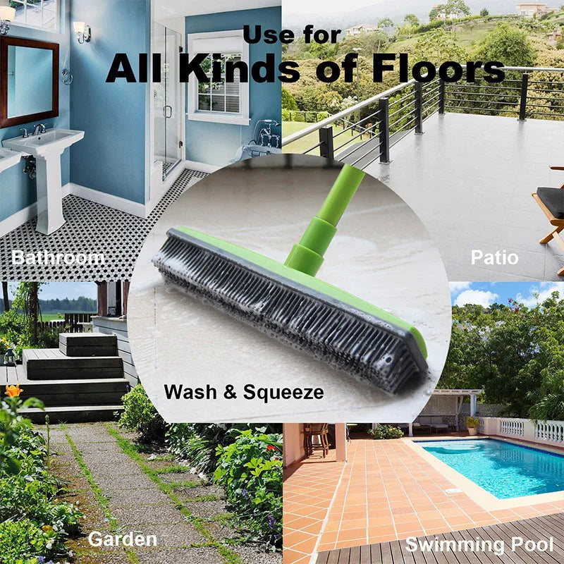 Telescopic Rubber Eco-Friendly Water Resistant Pet Hair Removal Broom Dog Hair Brush Dust Scraper Carpet Sweeper Wash Mop Window