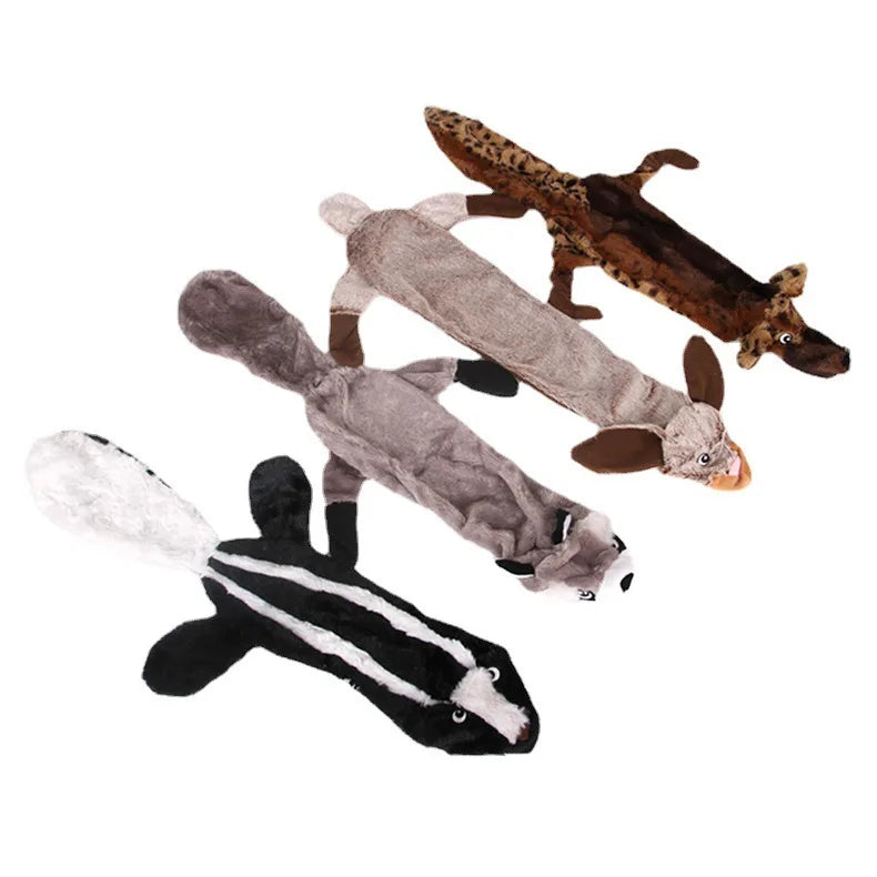 Durable Plush Dog Squeaky Toys Cute Cartoon Animals Chew Toys with Crinkle Sound for Small Puppies