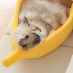 Banana Shape Cat Bed House Mat Warm Durable Portable Winter Coral Fleece Removable Cover Cat Supplies