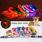 USB Rechargeable Dog Collar Light Luminous Flashing Glowing Bright Nylon Electronic Pet Reflective LED Dog Collar Night Safety