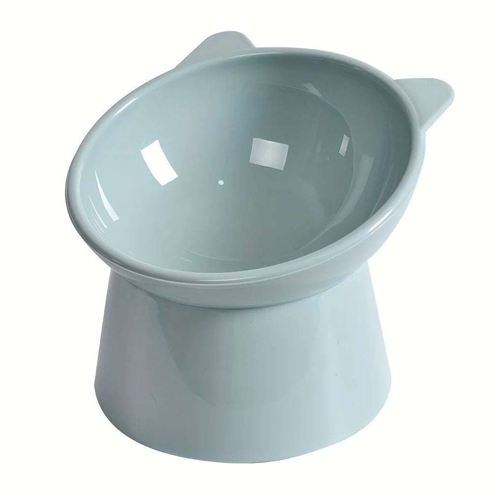 Elevated Cat Bowl with Stand Non-Slip Tilted Design for Neck Comfort Stability Durable Plastic Feeding Dish for Cats Small Dogs