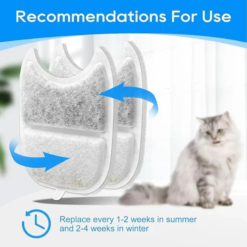 6 Pack Filters Sponges Replacement Pet Water Fountain Filter for 4L Wireless Stainless Steel Cat Drinking Pet Water Dispenser