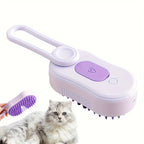 USB Rechargeable 3-in-1 Foldable Grooming Tool for Cats & Dogs Pet Brush Silicone Bristles for Long Short Fur Plastic Material