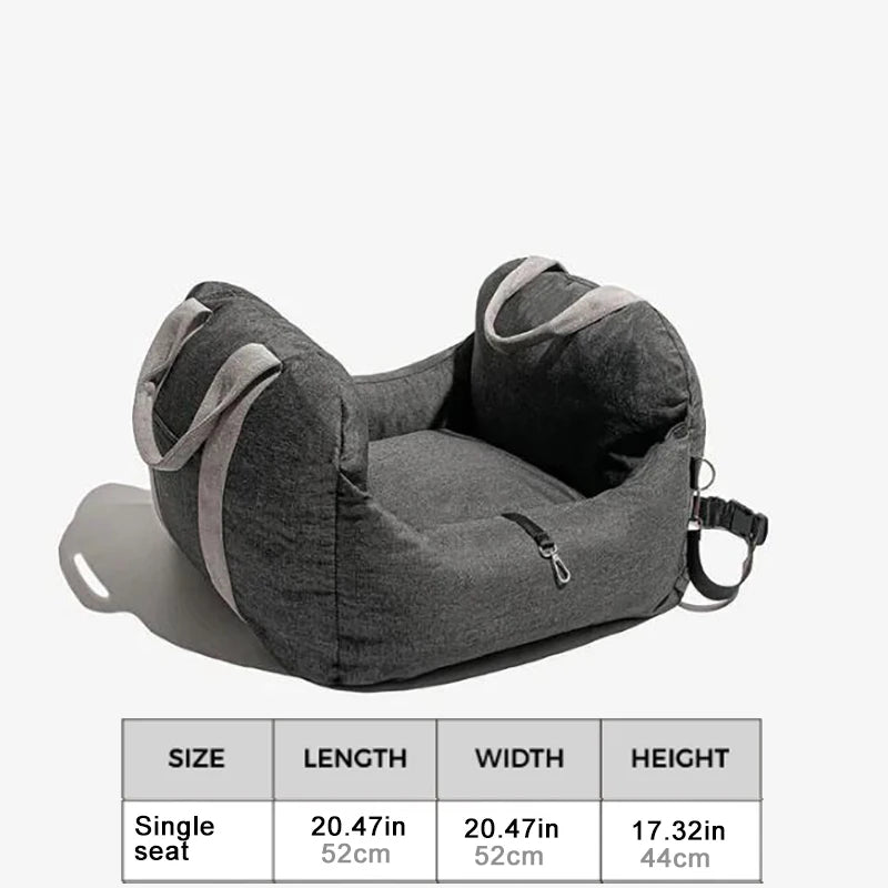 Portable Small Pet Car Seat Pet Booster Seat Dog Bed Travel Safety Car Carrier with Side Pocket Storage Removable Washable