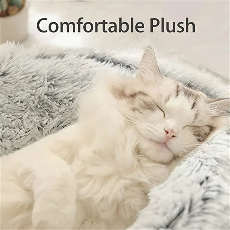 40CM Warm Cat Bed Mat Long Plush House Sofa Soft Sleeping Pet Basket for Dogs Bed Cats Nest Pet Bed Cushion Support Dropshipping