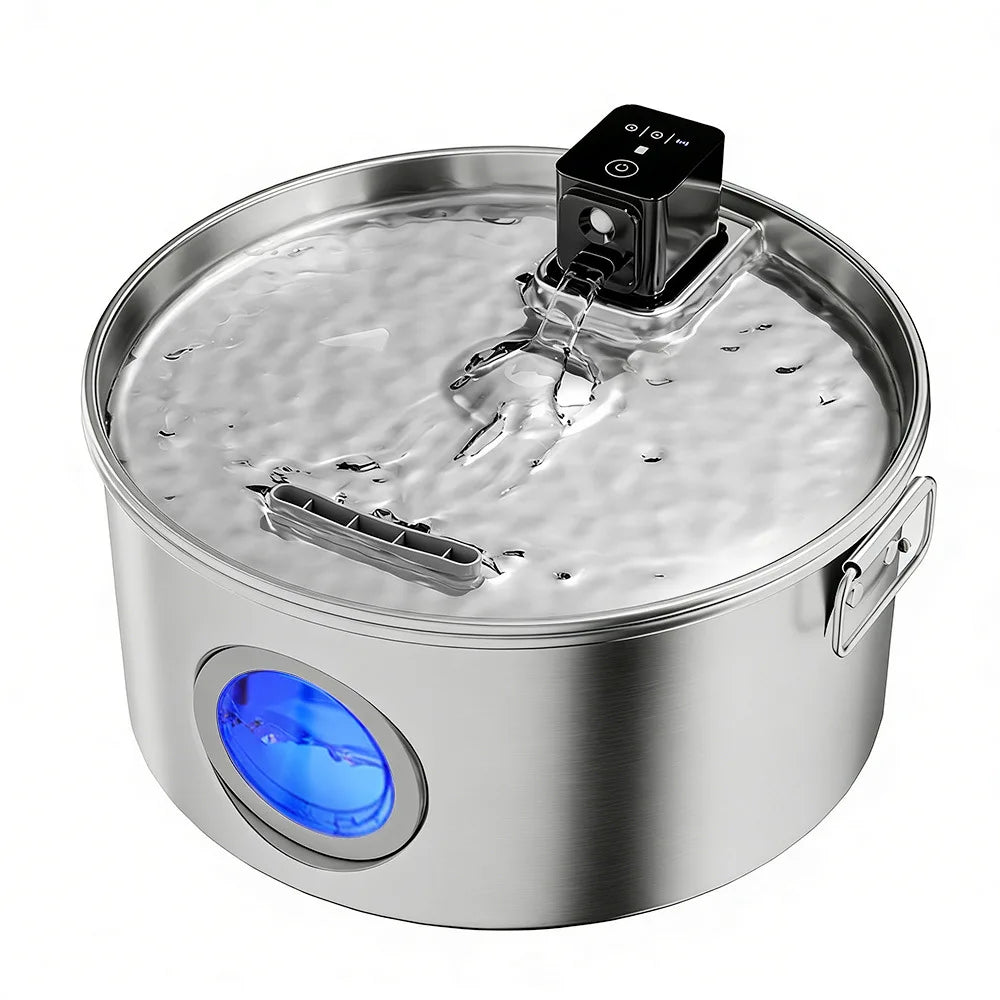 12L Large Dog Water Fountain Stainless Steel 4000mah Wireless Quiet Pet Cat Water Fountain with Motion Sensor for Multi Dogs Cat