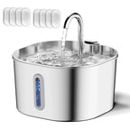 2.2L Stainless Steel Cat Water Fountain with 4pcs Filters Pet Water Dispenser Dog Drinking Fountain with Ultra Quiet Water Pump
