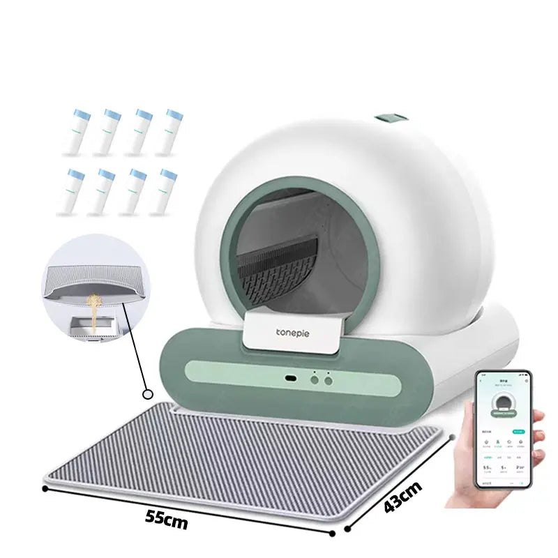 Automatic Smart Cat Litter Box with Mat Self Cleaning Litter Box Cat Toilet APP Remote Control Cat Sandbox Custom LOGO