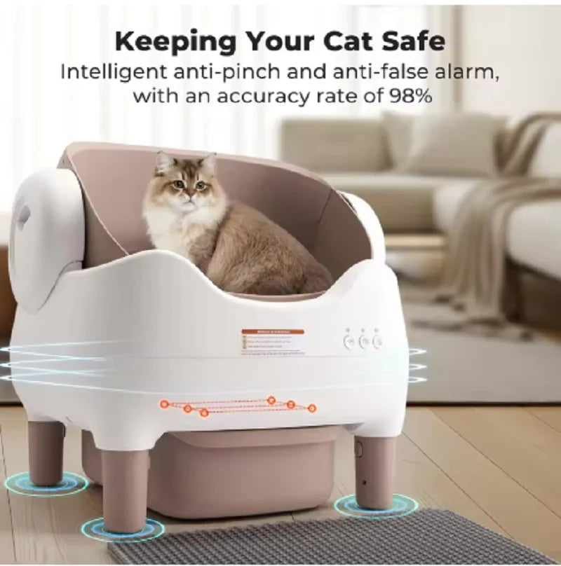 Automatic Cat Litter Box Large Space Smart Tray Self-cleaning Cats Litter Tray Open-top Odor Eliminator APP Control Cat Toilet