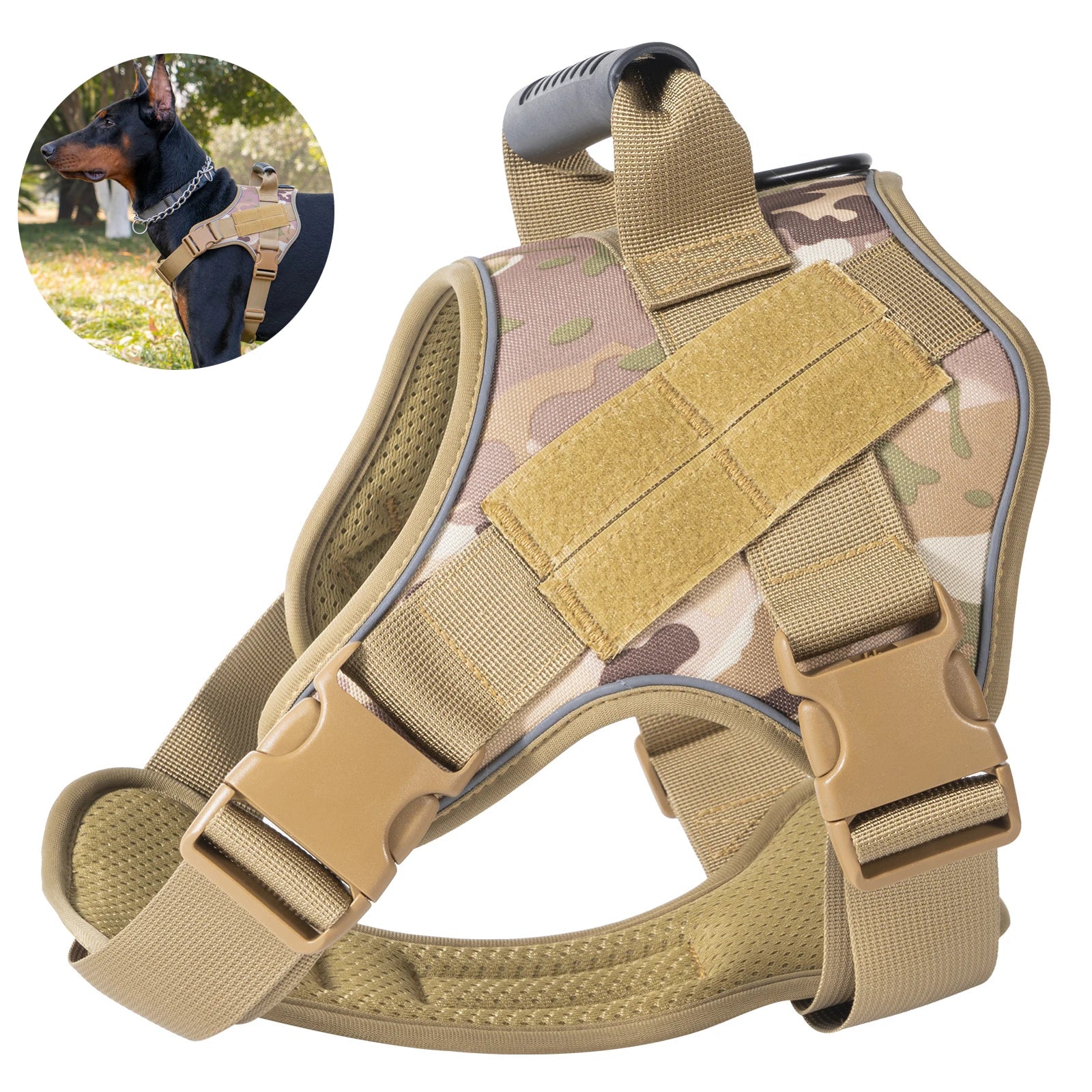 1000D Nylon Dog Vest Harness Set Modern Tactical Outdoor Training Vest Quick Release for Summer Winter Hunting Featuring Print