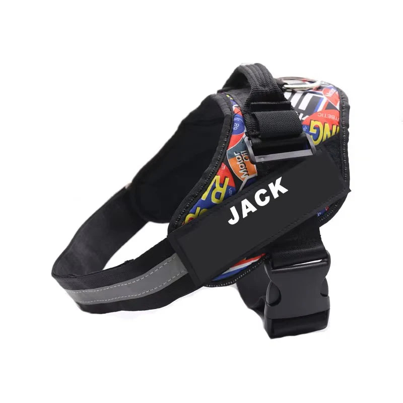 Custom Dog Harness Vest ID Patch Reflective Breathable Adjustable Pet Harness Designer Dog Harness Outdoor Dog Products