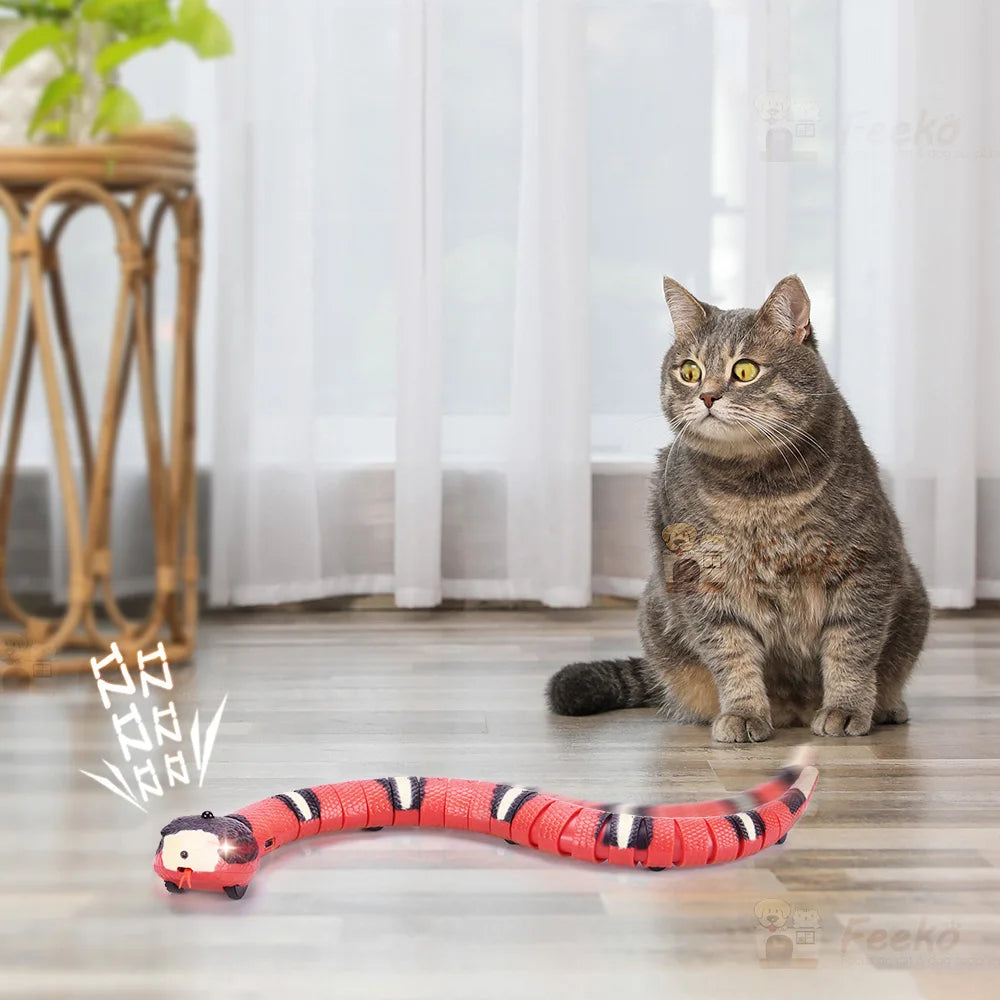 Smart Sensing Snake Cat Toys Interactive Electronic Pet Toys USB Charging Cats Accessories for Pet Game Play Toy Cat