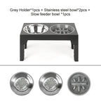 Elevated Dog Bowls with Slow Feeder Dog Bowl Stainless Steel Bowls Adjustable Pet Feeder Stand for Large Medium Dog Products