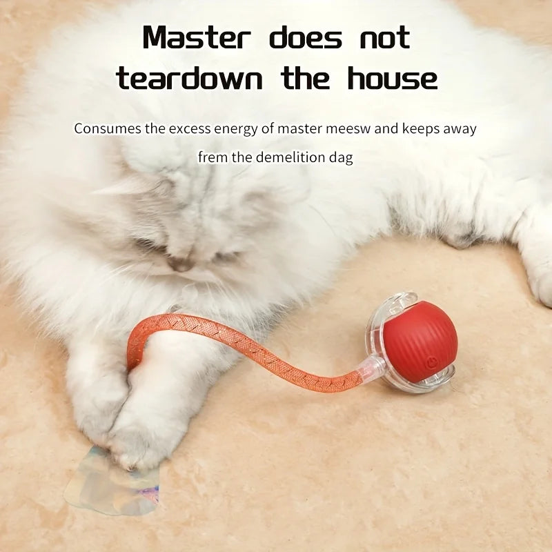 Wholesale Indoor Cat Interactive Ball Toy With Elastic Net Tail Automatic Moving Ball Toy Activation Electric Cat Toy