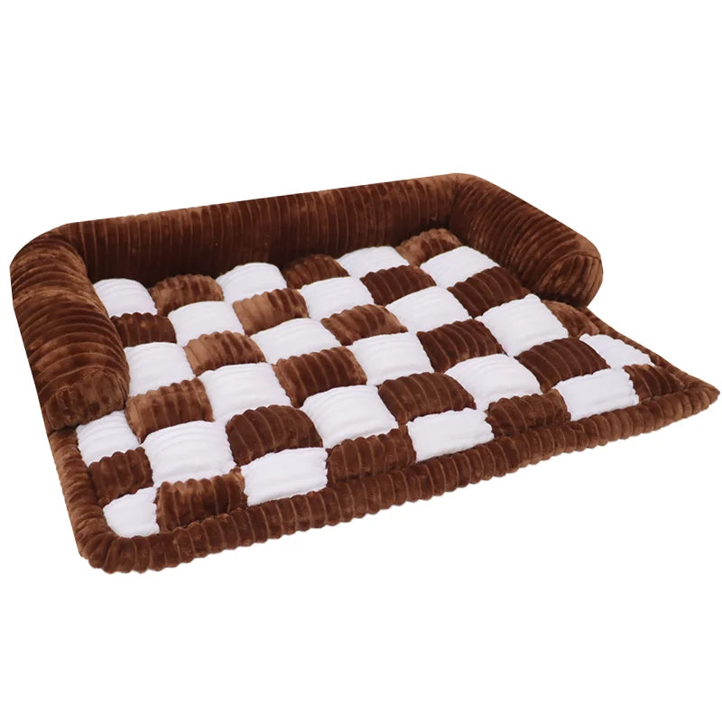 Plaid Print Pet Couch Covers Dog Couch Cover Sofa Cover Cream Square Plaid Cozy Dog Mat Furniture Protector for Sofa Dog Blanket