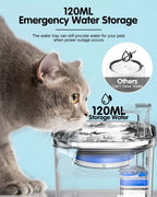 2L Transparent Automatic Cat Water Fountain 304 Stainless Steel Cat Fountain Pet Water Dispenser with Filters