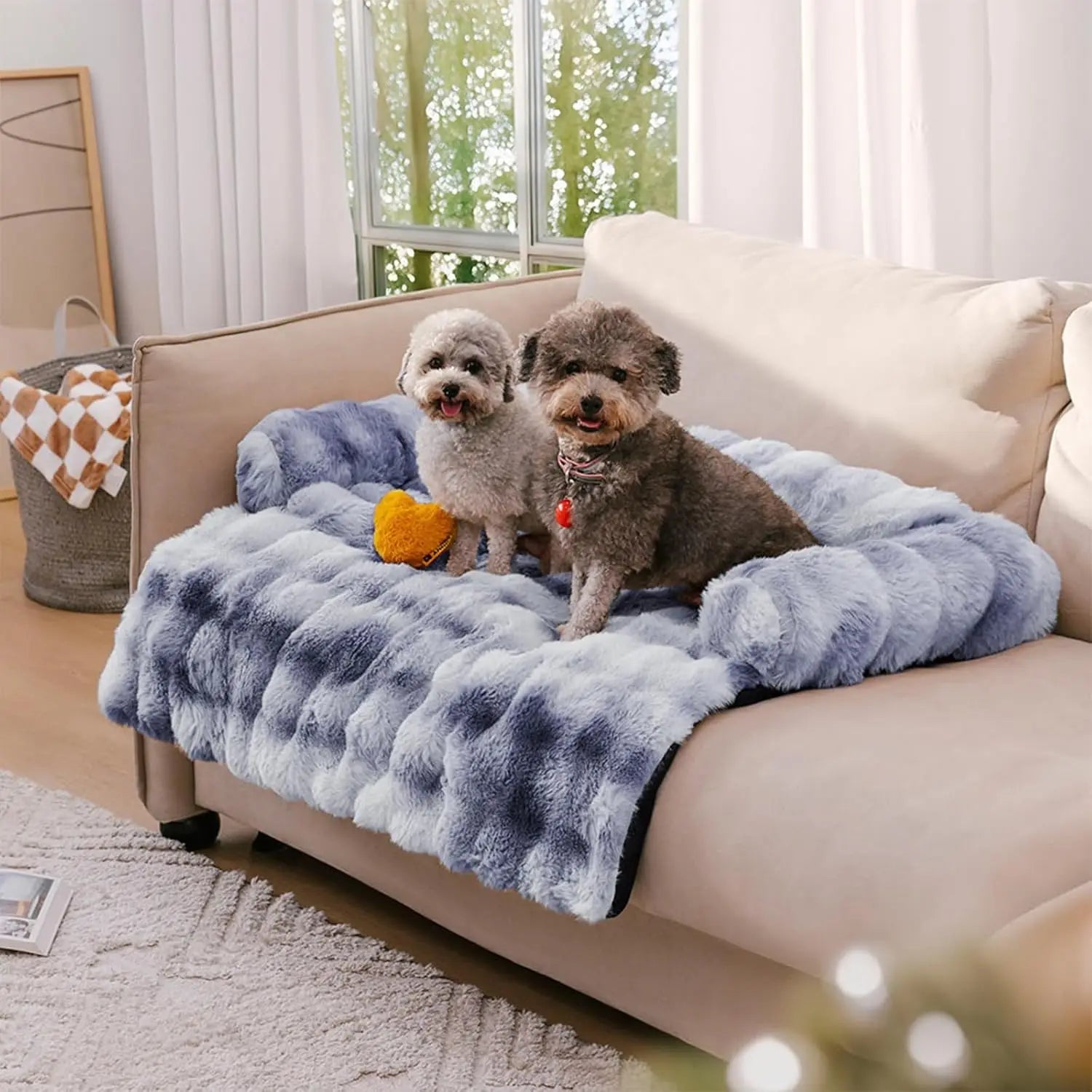 Eco-Friendly Calming Dog Bed Mat for Sofa Protector Removable Washable Cover Anti-Slip Summer Use Large/Medium/Small Dogs & Cats