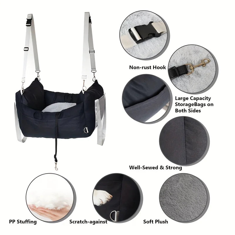 Waterproof Dog Car Seat Portable Elevated Pet Booster Seat with Ideal for Small Large Dogs Non-Slip Travel Dog Bed for Vehicle