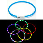 Adjustable LED Glowing Dog Collar Rechargeable Anti-Lost Night Light Harness Luminous Nylon Dog Supplies with Flashing Feature